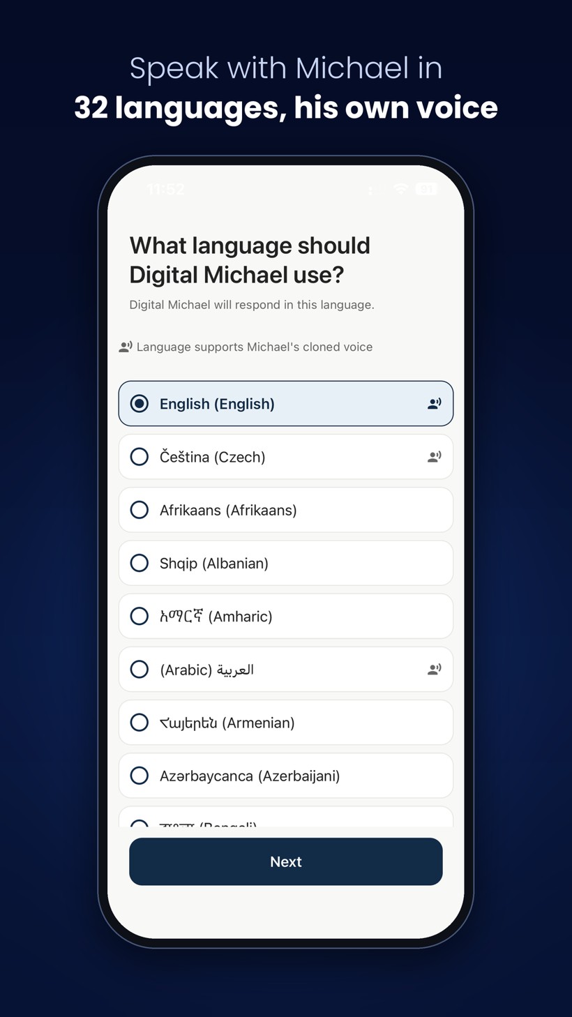 Choose your language, and on Premium hear Michael in his own voice